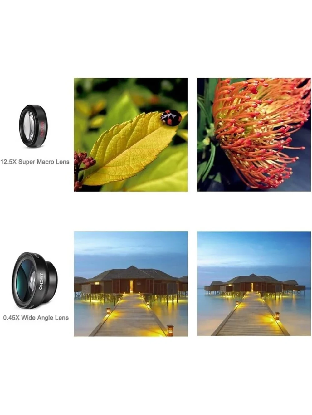 TECHO Universal Professional HD Camera Lens Kit for iPhone X / 8/8 Plus / 7 / 6s